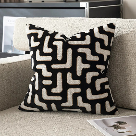 Geometric Flocked Pillowcase