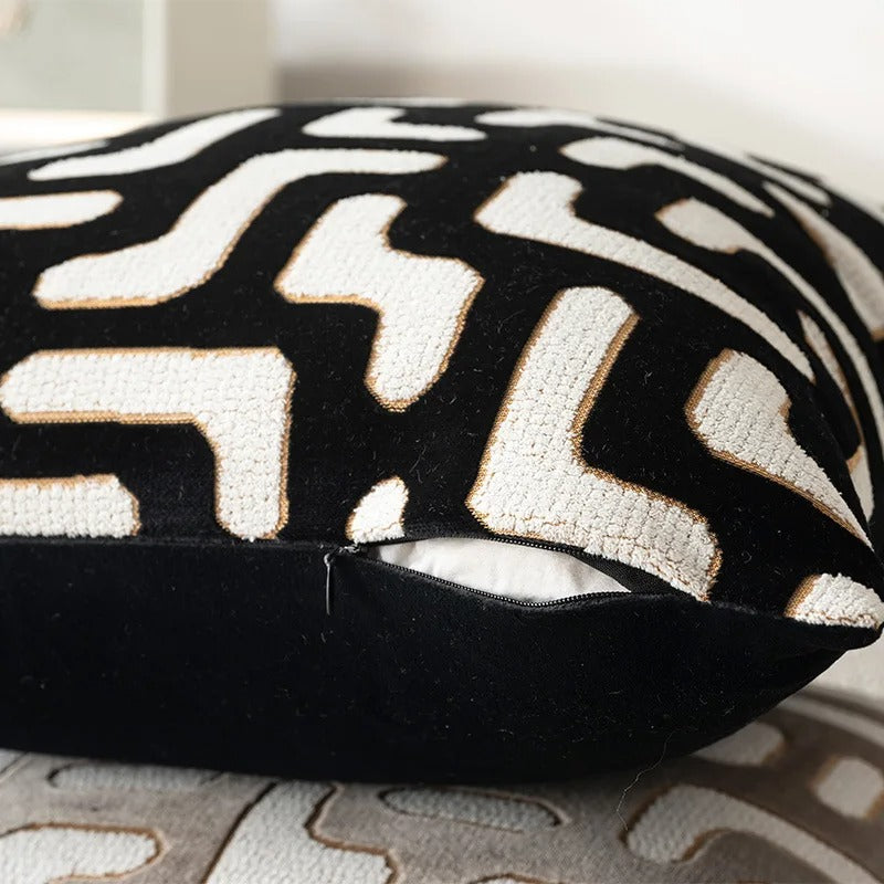 Geometric Flocked Pillowcase